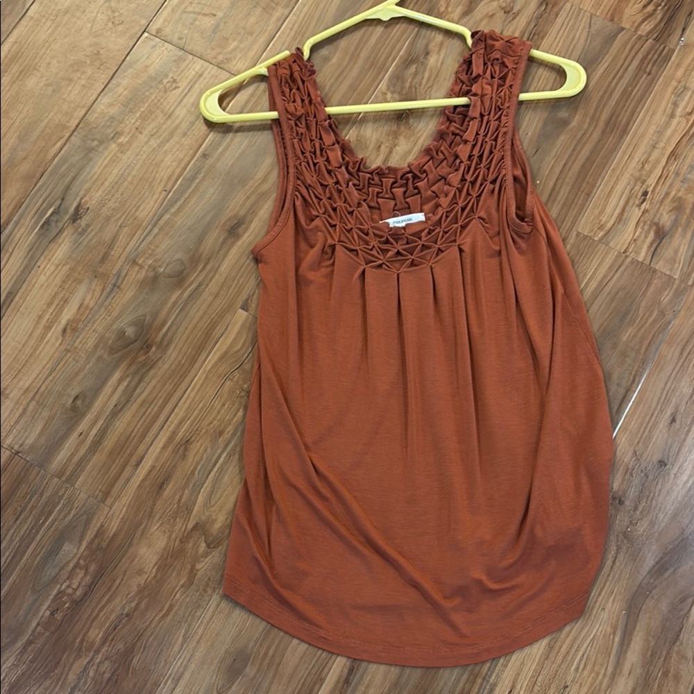 Maurices Brown Ruched Neck Sleeveless Tank Top